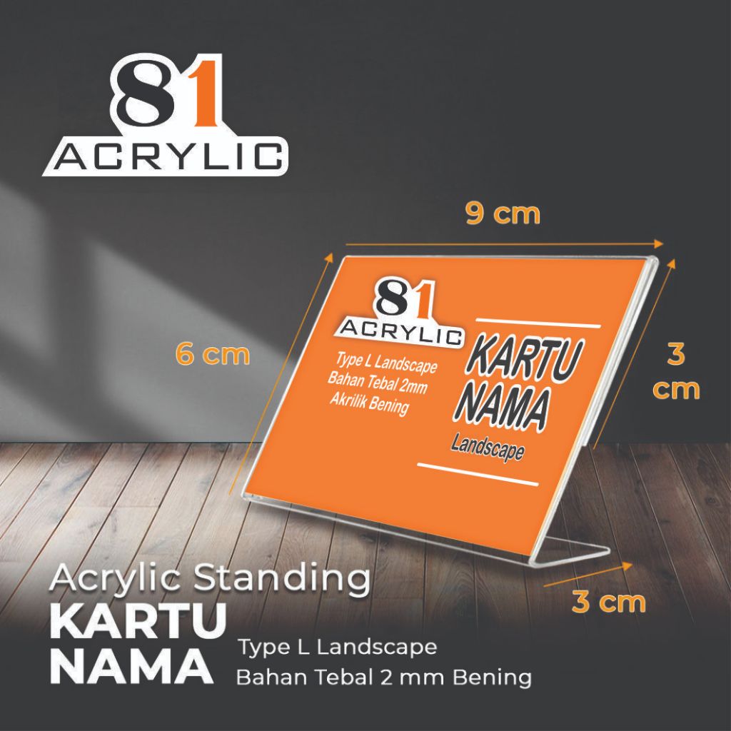 

ACRYLIC / AKRILIK KARTU NAMA L 6x9 / KARTU NAMA L LANDSCAPE
