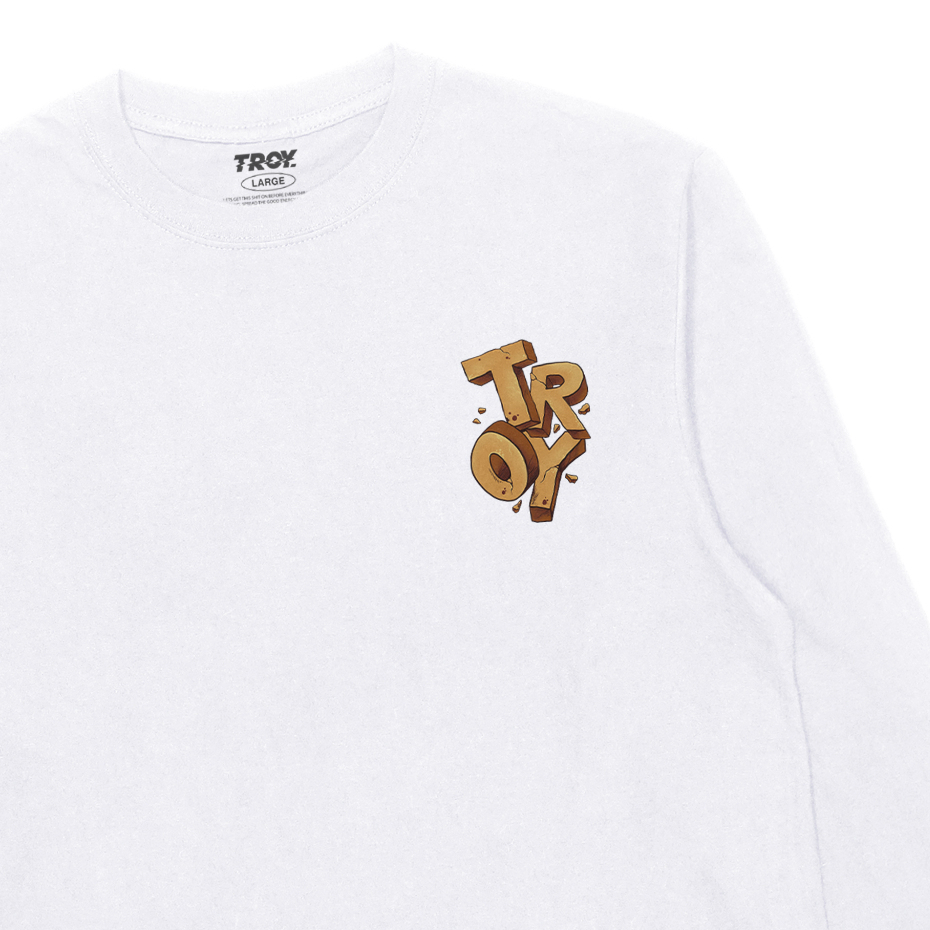 Troy Company Longsleeve Tshirt White Crackle - Kaos Putih Lengan Panjang LSD 3287
