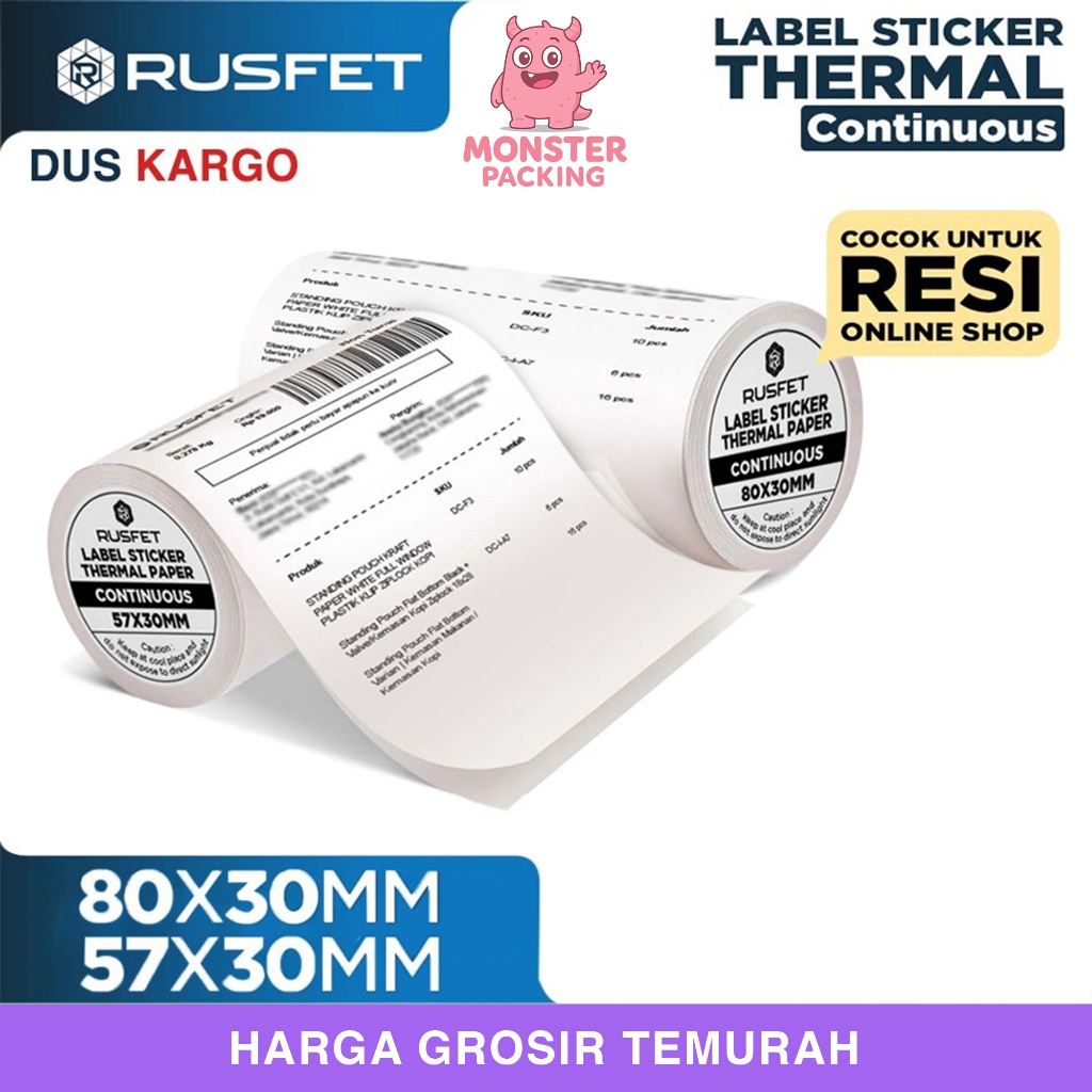 

Label Sticker CONTINUOUS Thermal Core Resi Barcode Online Rusfet / DUS