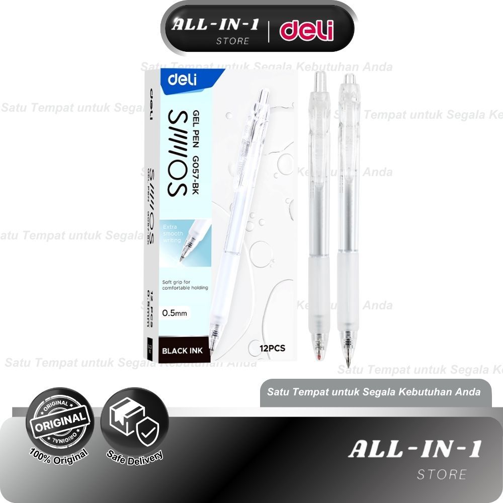 

Deli Pulpen Gel / Gel Pen 0.5mm Tinta Hitam Biru Nyaman Digenggam EG057