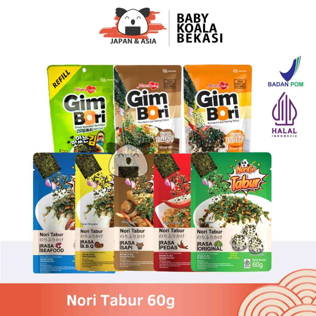 

NORIGO & MAMASUKA Gimbori Nori Tabur 60 g Halal | Abon Nori | Taburan Rumput Laut Kering -BKB