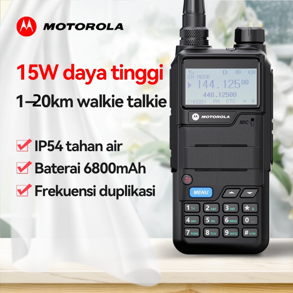 Electro_Xpress Ht Lkie Talkie Jarak Jauh 20Km Gp320 Vhf/Uhf Dual Band Total Output 15W Power Hingga