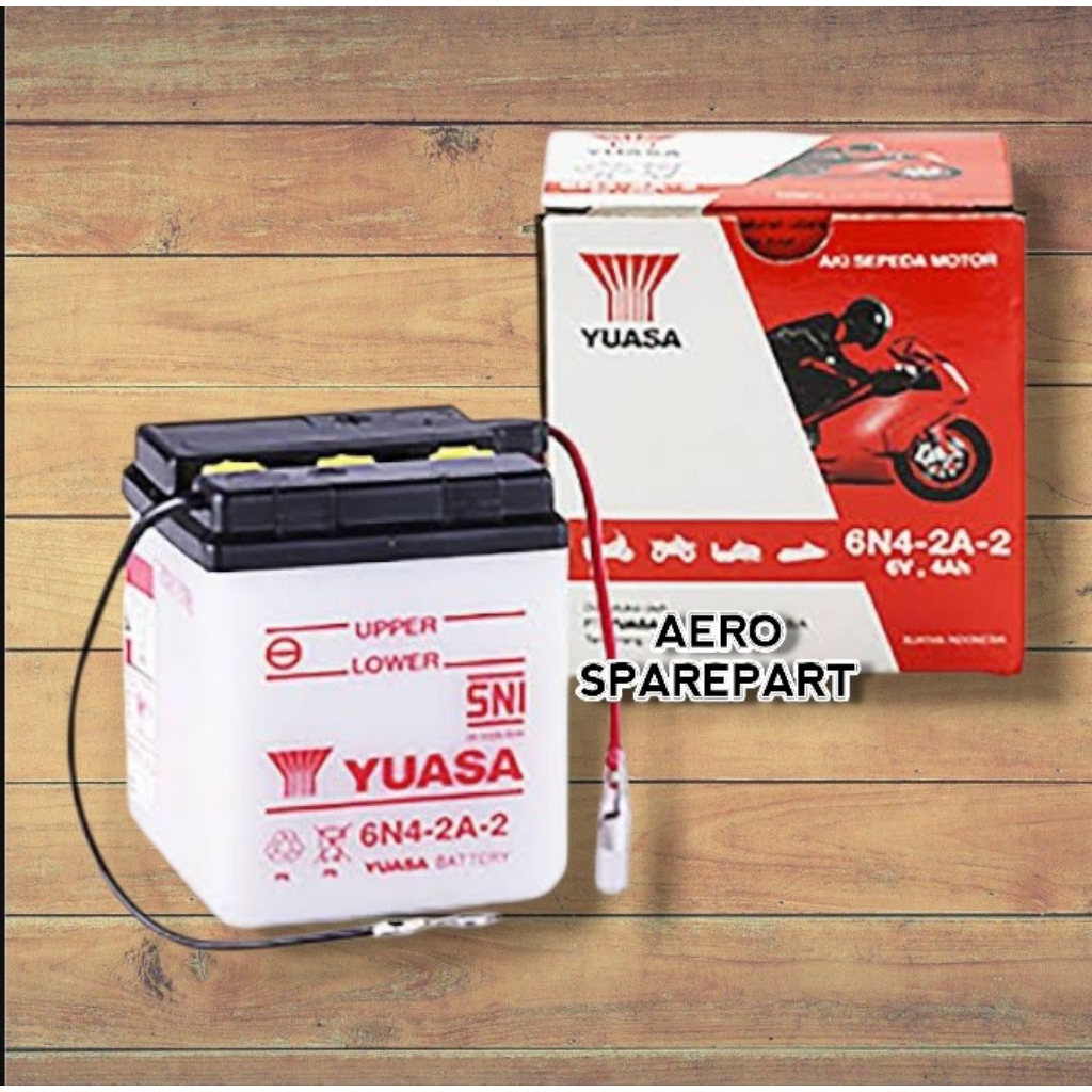 ( READY ) AKI ACCU YUASA 6N4-2A ( BASAH ) 6V-4AH ( V75 / V80 / FR 80 / WIN / C 70 ( Engkel ) / A 100