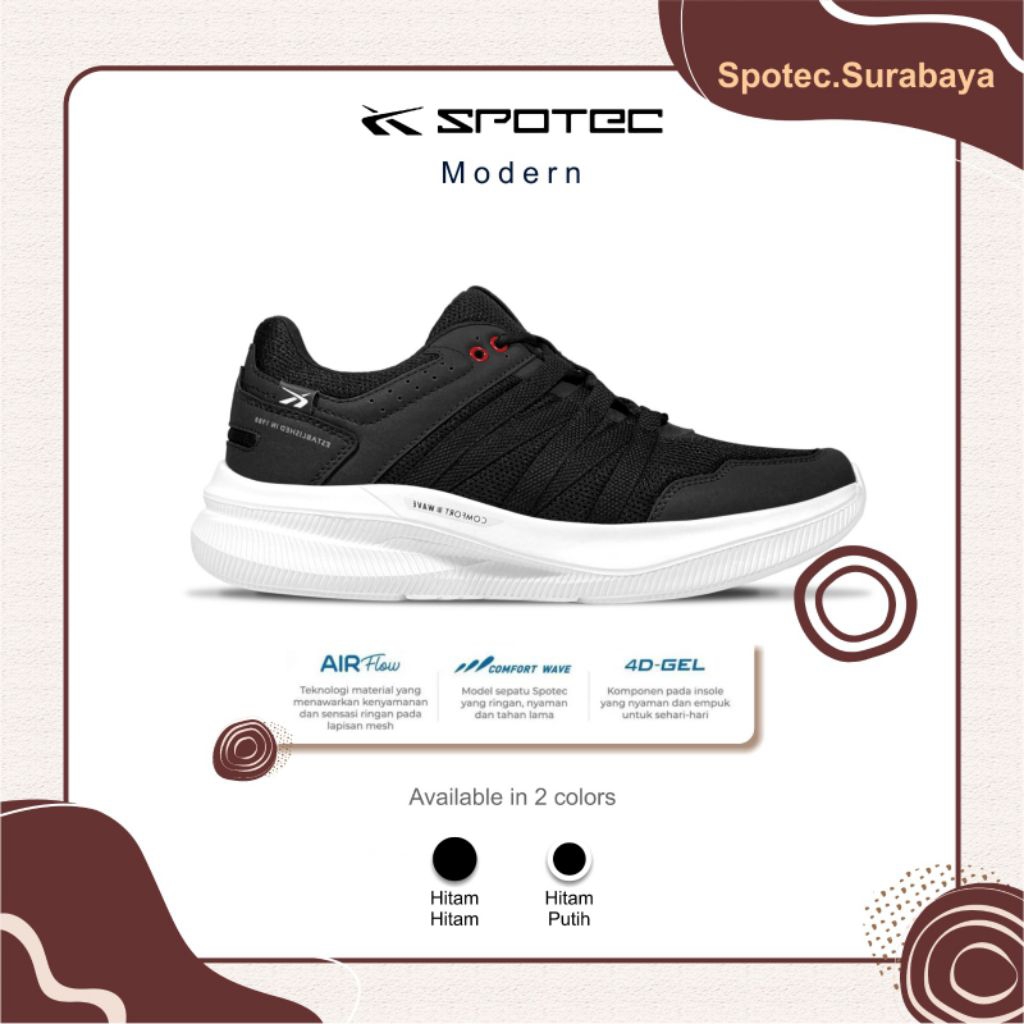 Sepatu Sekolah SPOTEC MODERN Hitam-Putih