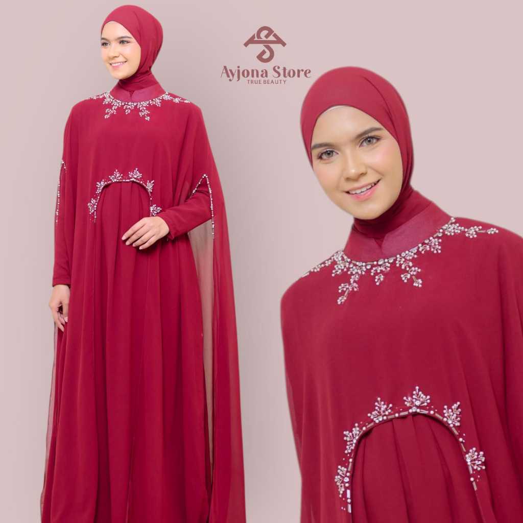Dress Safea Trendy Exclusive Kekinian Remaja Dewasa Panjang Lebaran Pesta Kondangan Lengan Panjang C