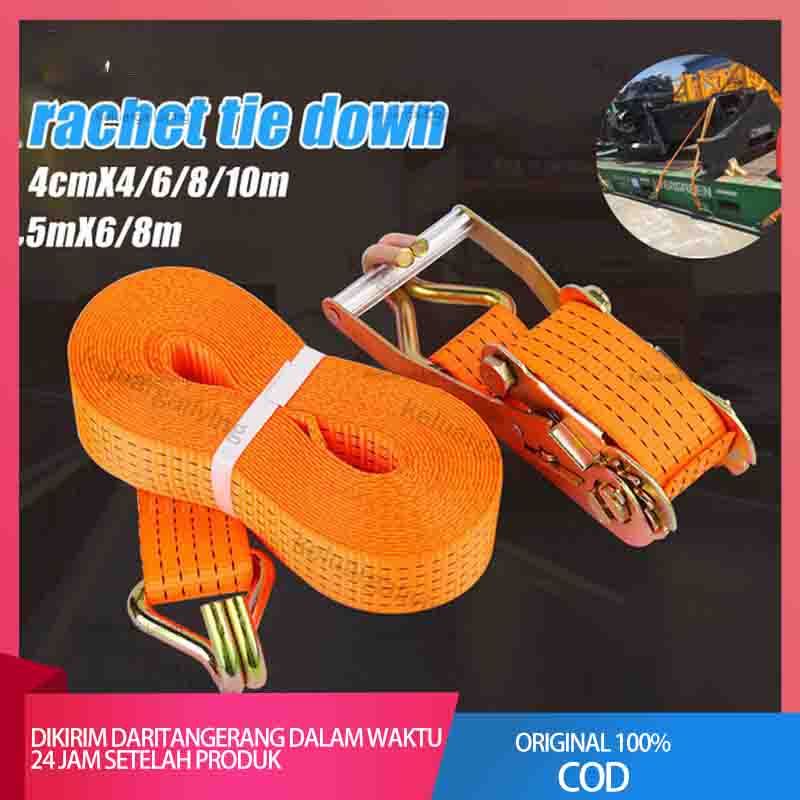 5cmX 6/8 meter/ 4cm x 4/6/8/10 meter Tali pengikat Barang motor/Ratchet tie down 10Ton tali pengikat