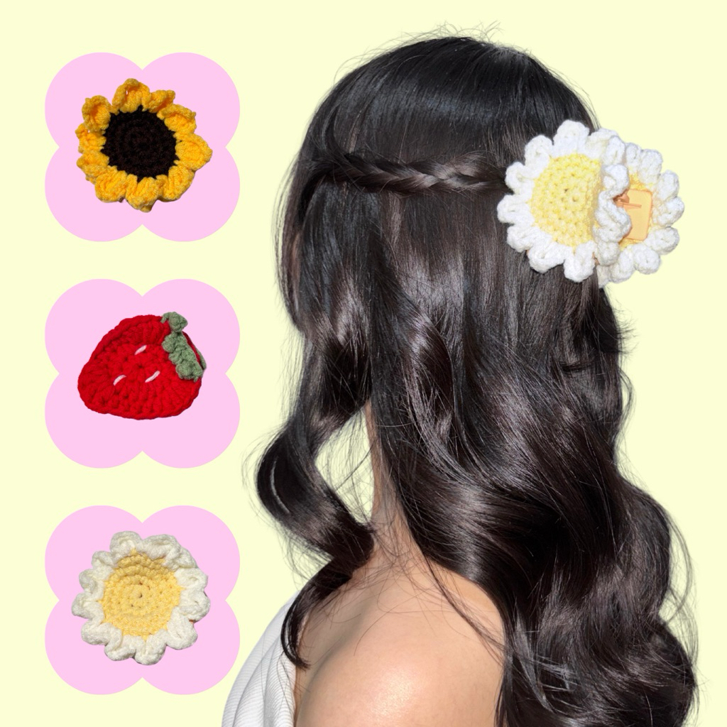 Jedai Rambut Crochet | Jepit Rambut Crochet | Jepit Rambut Korea | Jepit Bunga | Jepitan | Jedai
