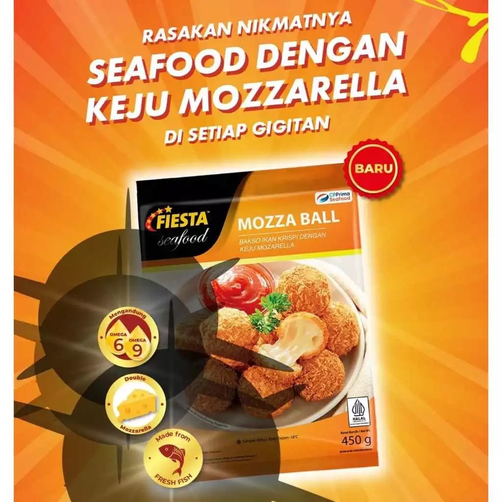 

Fiesta Seafood Moza Ball 450gr - Bakso Ikan Krispi dengan Keju Mozarella