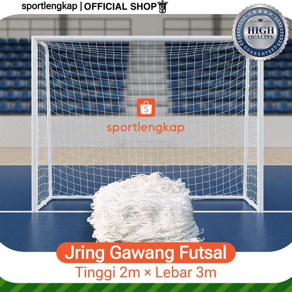 jaring gawang futsal, sepak bola Uk 2m×3m siap pakai