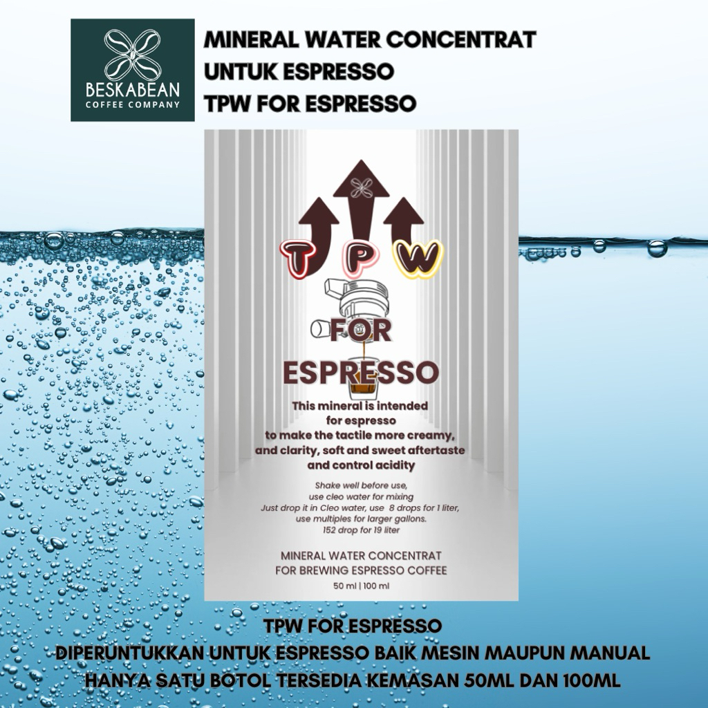 

TPW for espresso mineral concentrat untuk seduh espresso | Beskabean | Mineral concentrat for espresso