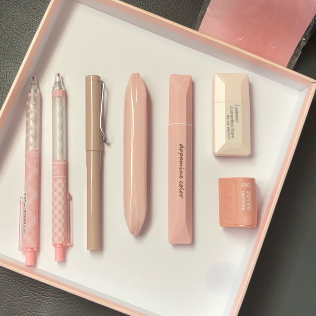 

7 in 1 Alat Tulis serba pink biru/ set alat tulis aesthetics/ set alat tulis untuk sekolah