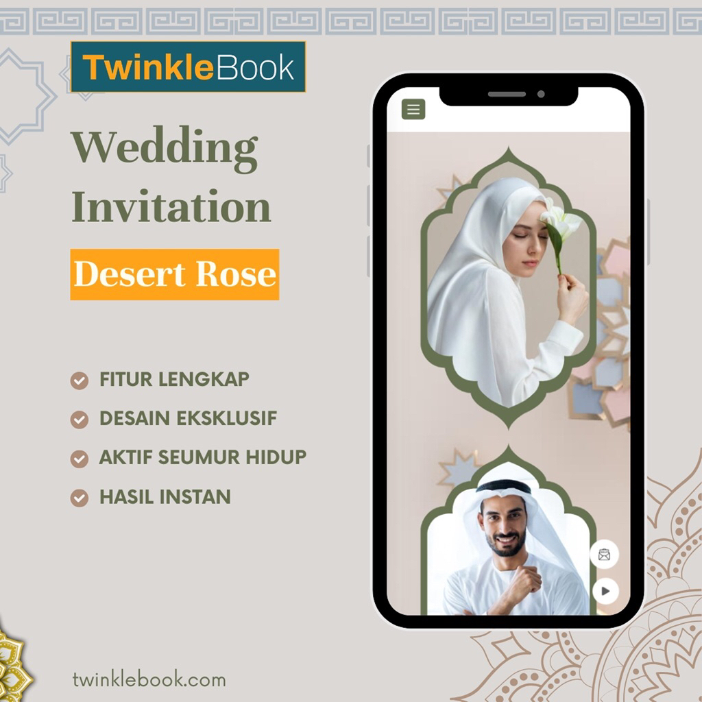 Template Undangan Pernikahan Digital ( Digital Wedding Invitation Template ) tema "Dessert Rose"