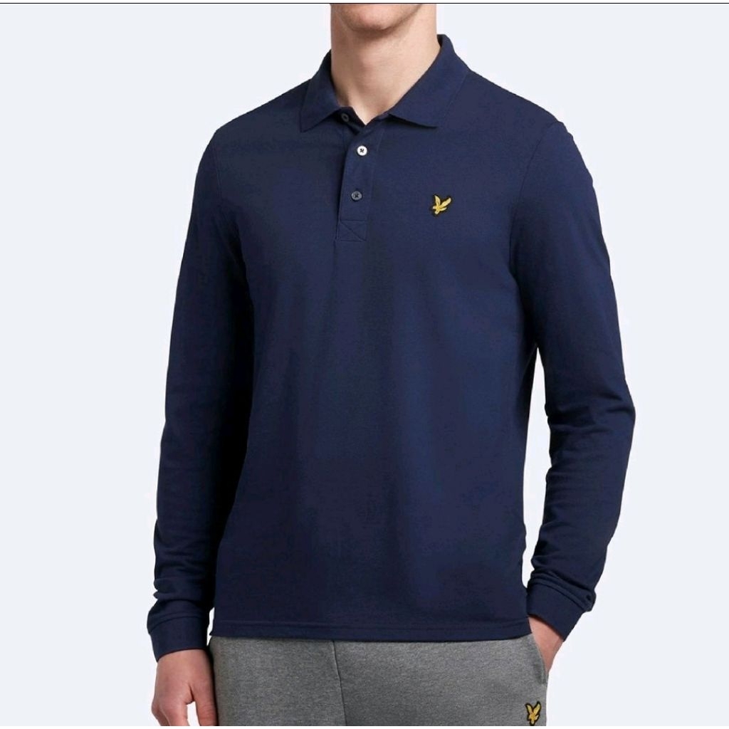 Lyle and Scott Long Sleeve Polo Shirt Navy Original