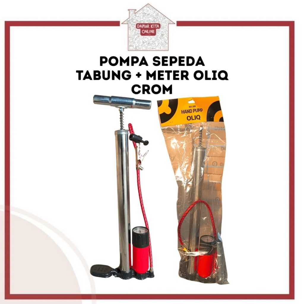 Pompa Sepeda OliQ / Pompa Angin Ban Sepeda Motor Mobil OLiQ / Pompa Sepeda Tabung + Meter Pentil Kec
