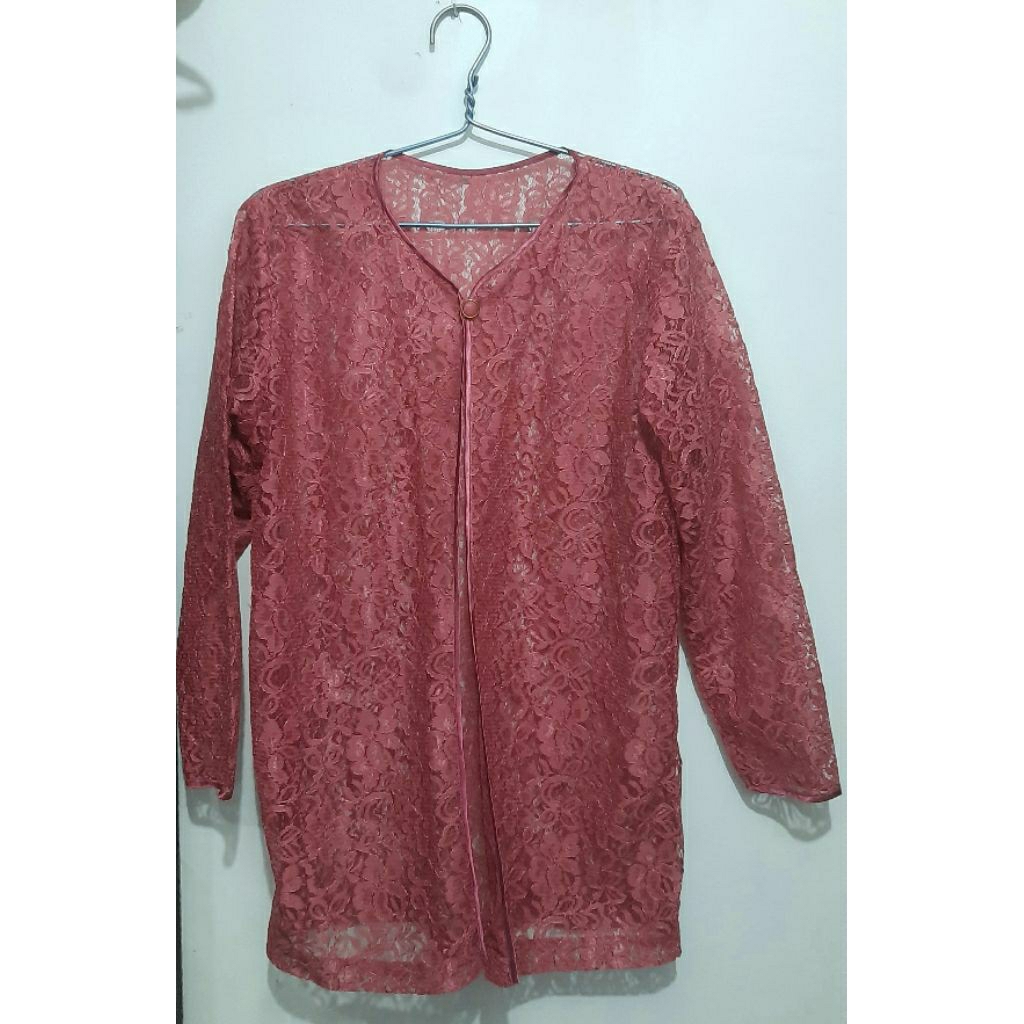 PRELOVED Outer Brokat Dark Pink