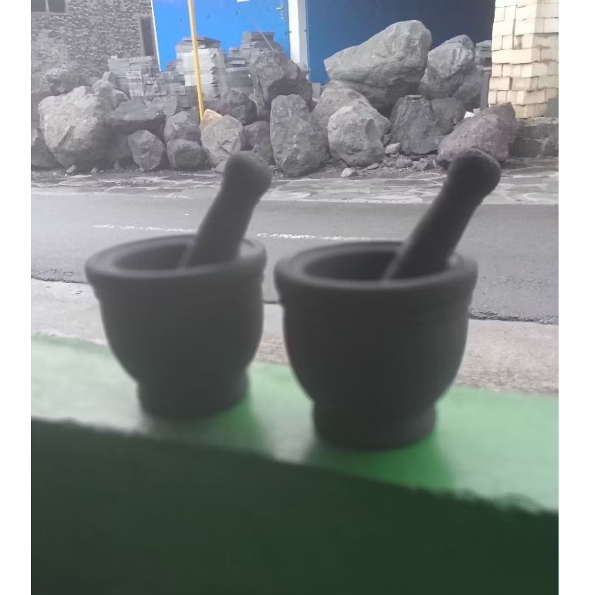 lumpang batu asli 12cm set tumbukan
