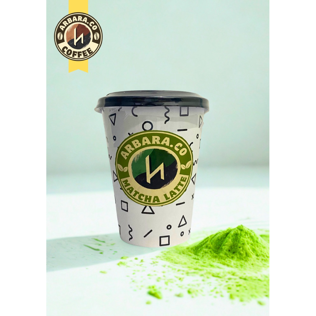 

[premium] Matcha bubuk Latte 8oz NIVYRA Coffee - Paper Cup Siap Minum, Matcha Asli & Segar