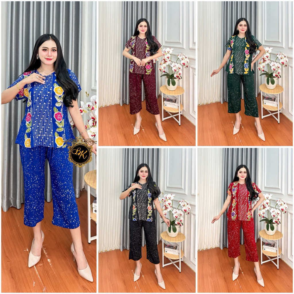 Setelan Kulot Terbaru| Setelan Celana Pendek Terbaru| One Set Setelan Lengan Pendek| Setelan Kulot C