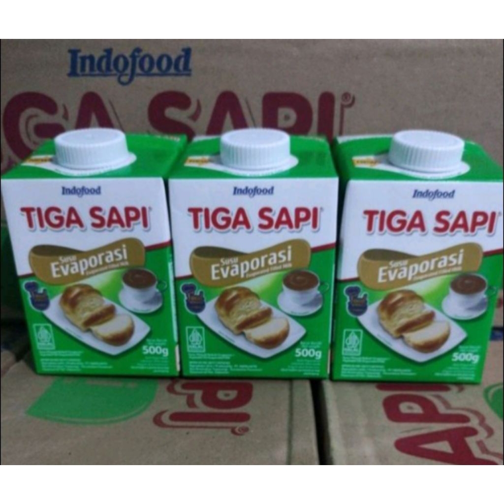

Susu evaporasi tiga sapi 1 karton isi 12 / Evaporasi tiga sapi 500Gr EXP MEI 2026