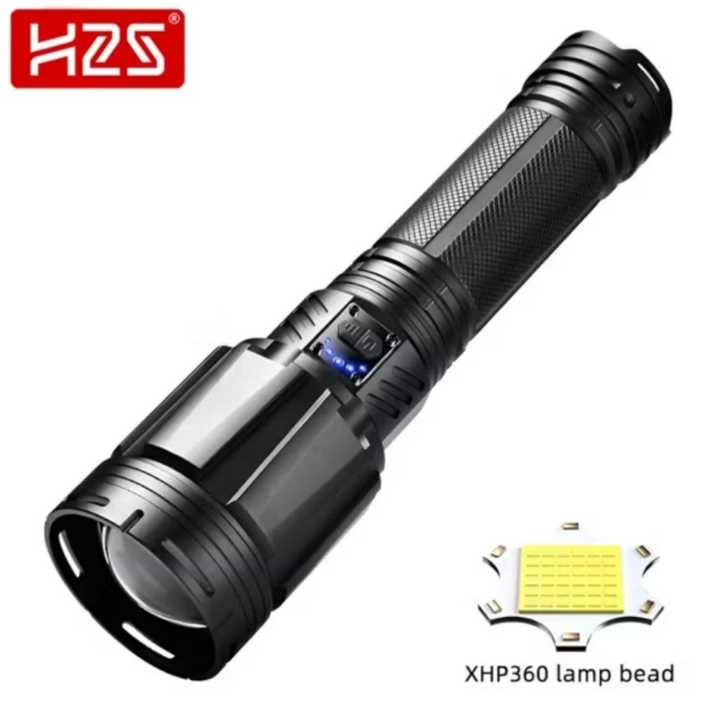H2S Senter G999 LED XHP360 Powerful 150w 24000mAh Zoom In Out