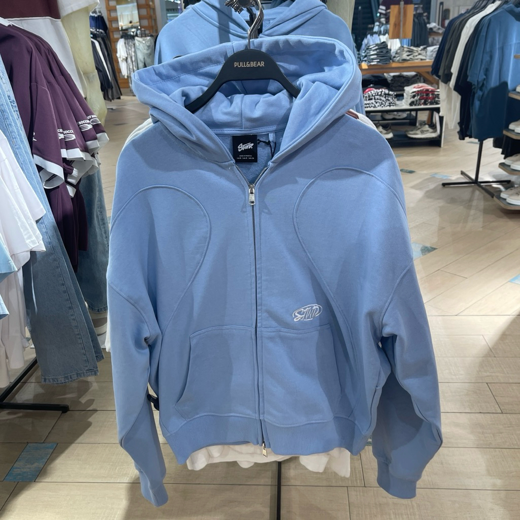Hoodie Pull and Bear Man stwd light blue