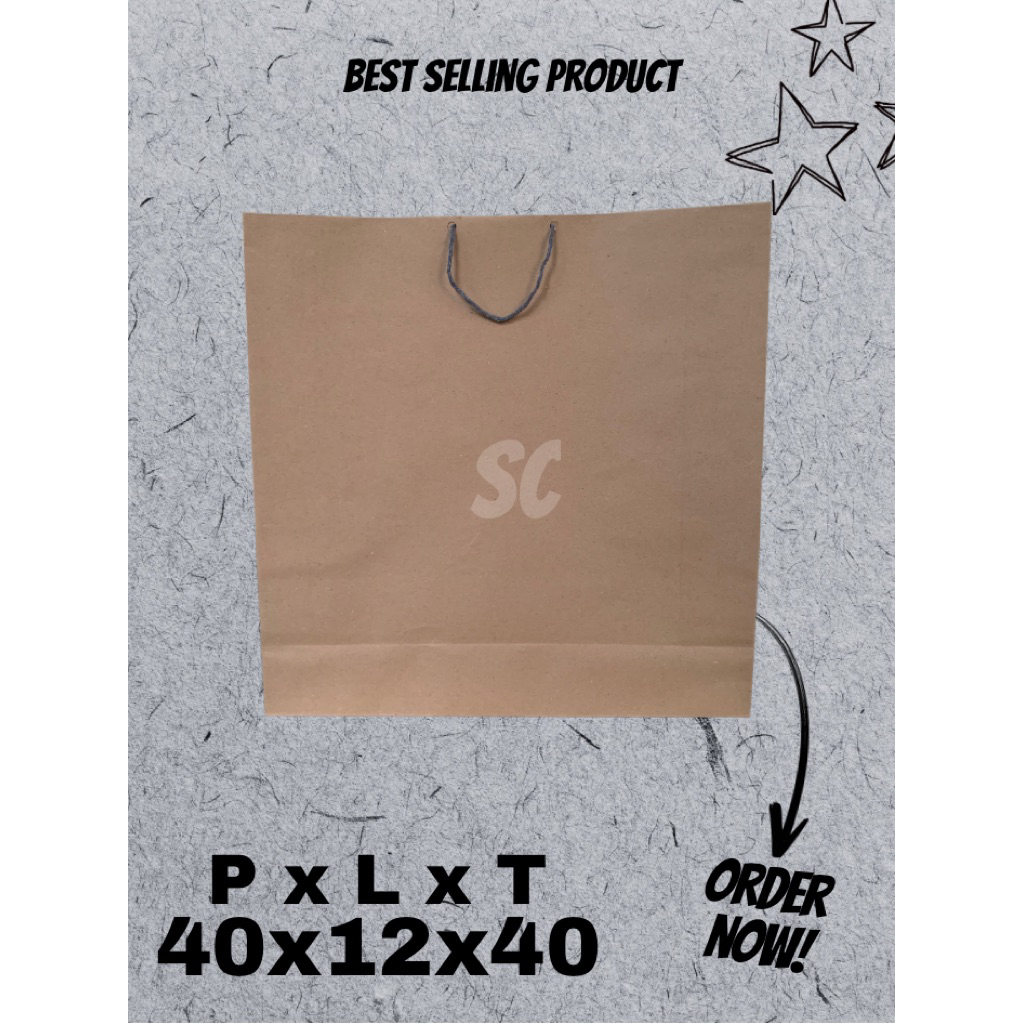 

Paper Bag Coklat Polos Ukuran 40x12x40 (paket 12pcs) |Tas Kertas |Tas Kado |tas florist |tas buket |Tas Souvenir |Paper bag Hampers