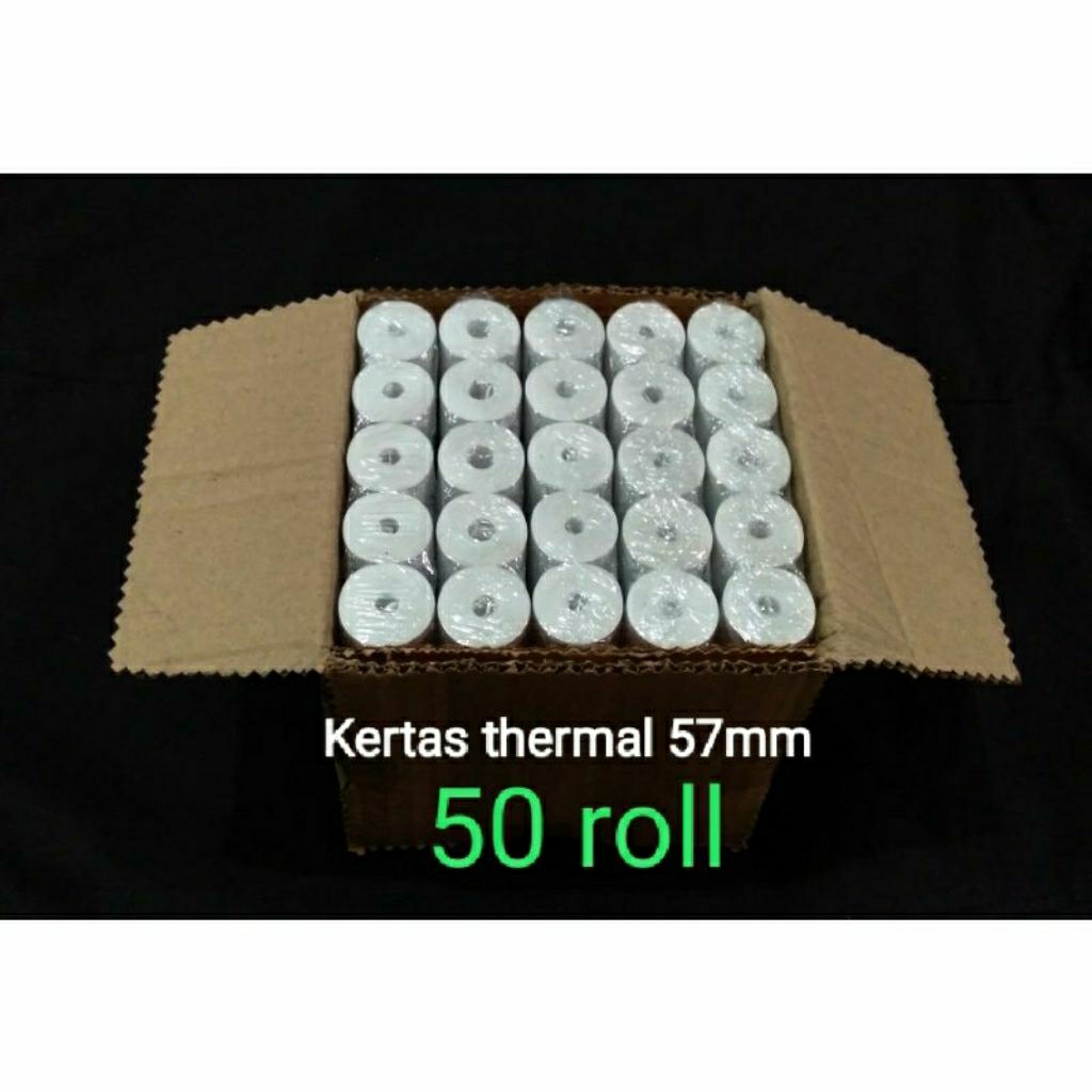 

Paket 50 roll Kertas thermal 57x25 58x25 struk kasir resto untuk printer 58mm