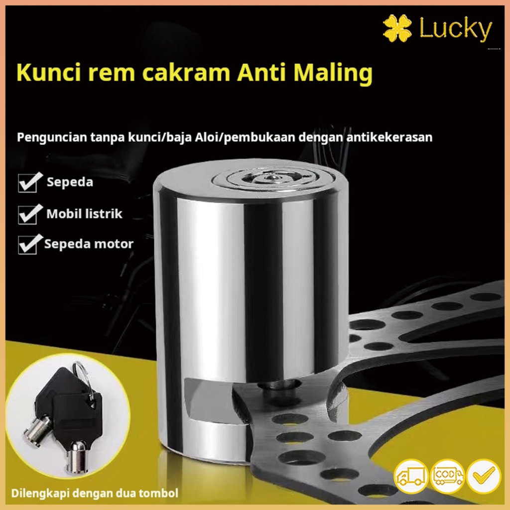 Kunci anti maling rem cakram sepeda dan sepeda listrik, kunci sepeda gunung portabel, kunci anti mal