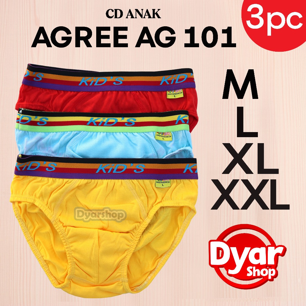 [ 3 pcs ] CD Agree Kids AG 101 Celana Dalam Anak Laki - Laki Karet Boxer Tebal AG 101 - Dyarshop