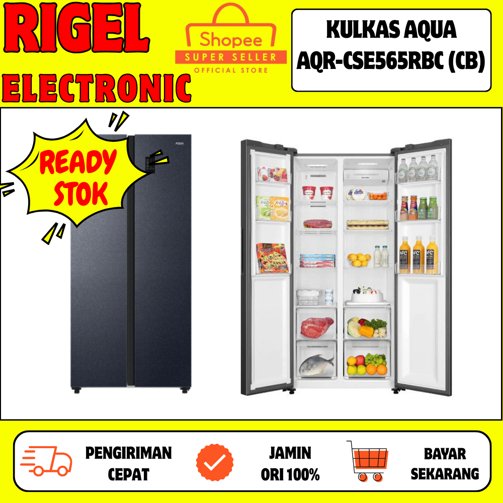AQUA JAPAN KULKAS SIDE BY SIDE INVERTER AQR-565IM(GB) 480 LITER
