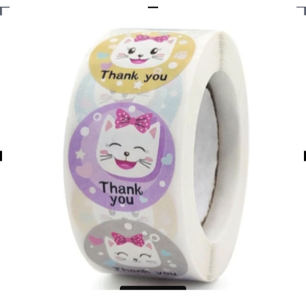 

Cat Thank You Stickers Seal Sticker Cartoon Animal Stickers 1 Inch Gift Decorat