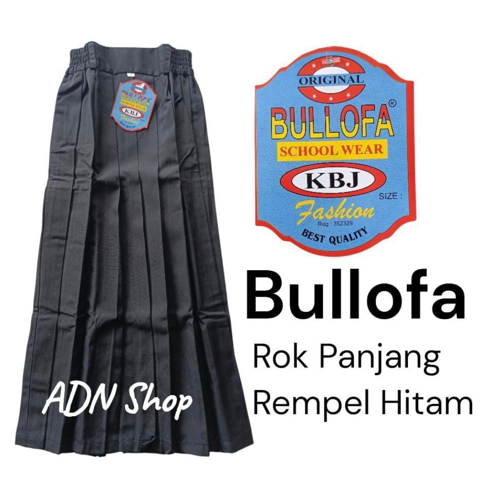 Rok Sekolah | Rok Hitam | Rok Panjang Rempel HITAM | Merek Bullofa