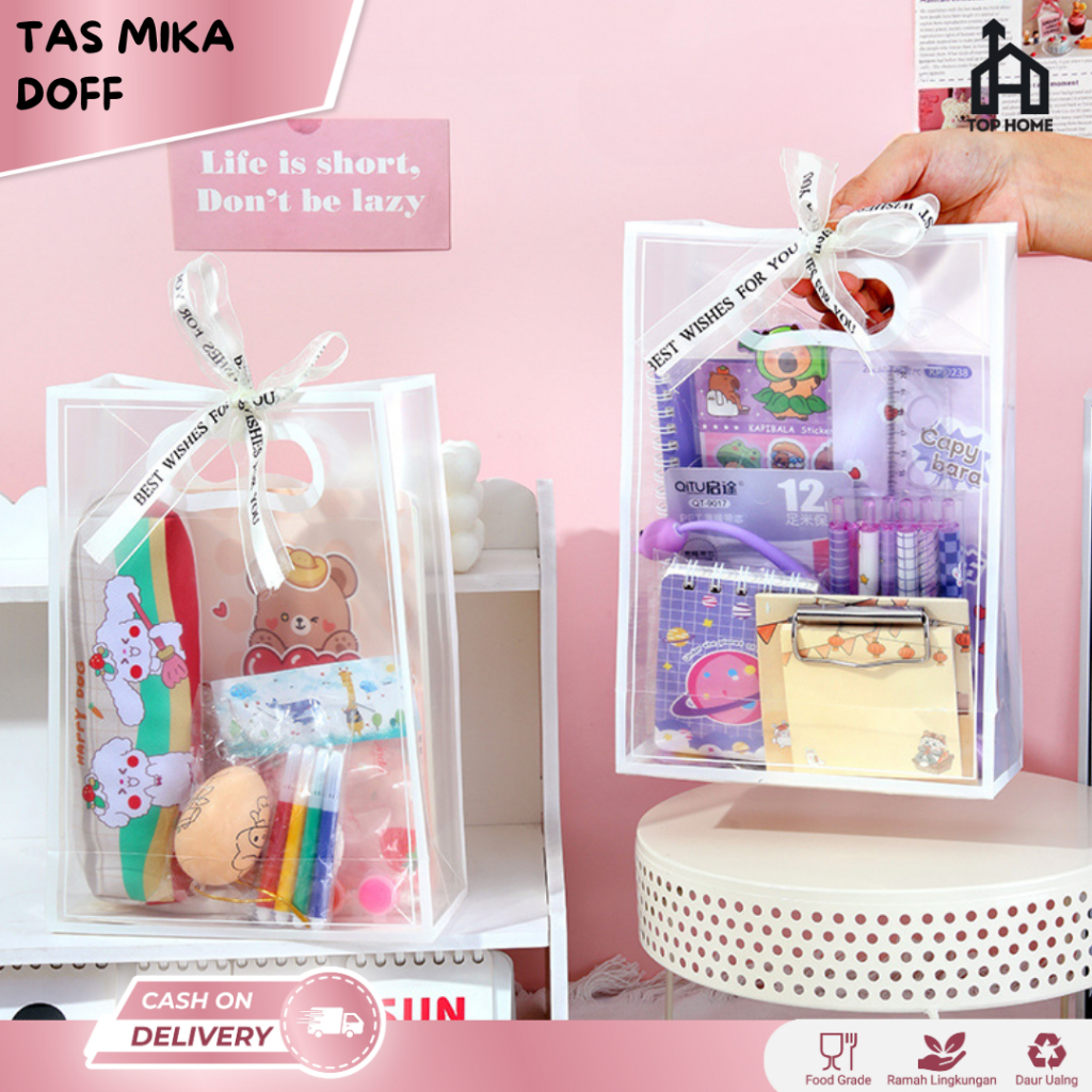

Tas Mika Polos Doff | Goodie Bag Hampers Ulang Tahun | Tas SouvenirDoff List Gagang Motif Polos Oval