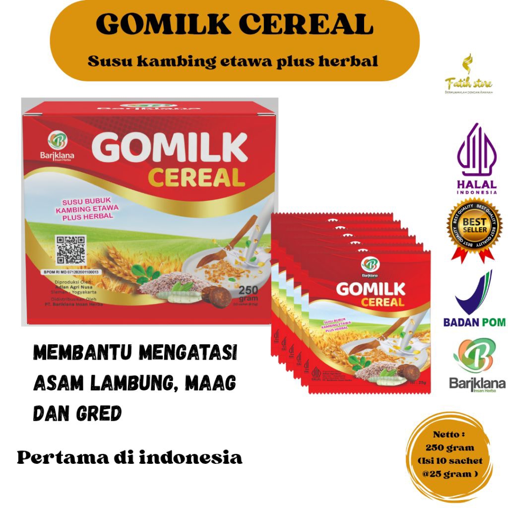 

( BISA COD + GARANSI ) Gomilk Cereal | Susu kambing etawa plus Herbal | Sarapan bergizi cocok untuk penderita maag dan gred | BPOM Halal