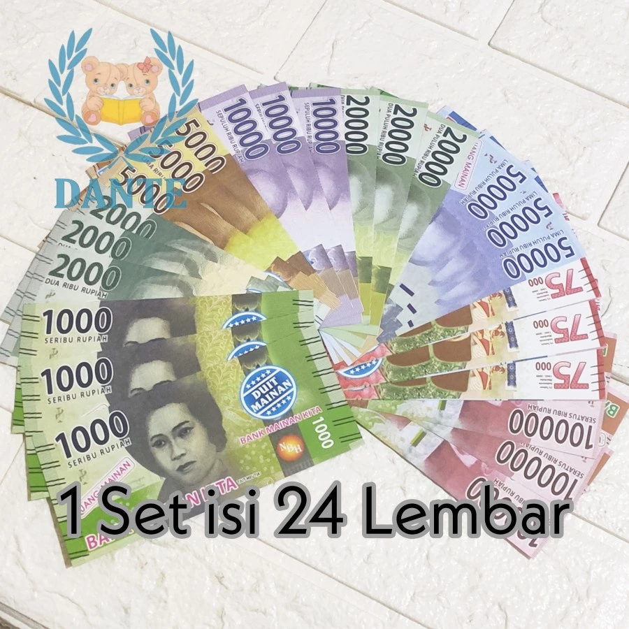 Uang Mainan Replika Rupiah 1 Set isi 24 Lembar