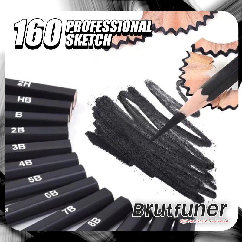 

Brutfuner Profesional Sketch Pencil 160 Pcs / Profesional Pensil warna Sketsa 160 Pcs