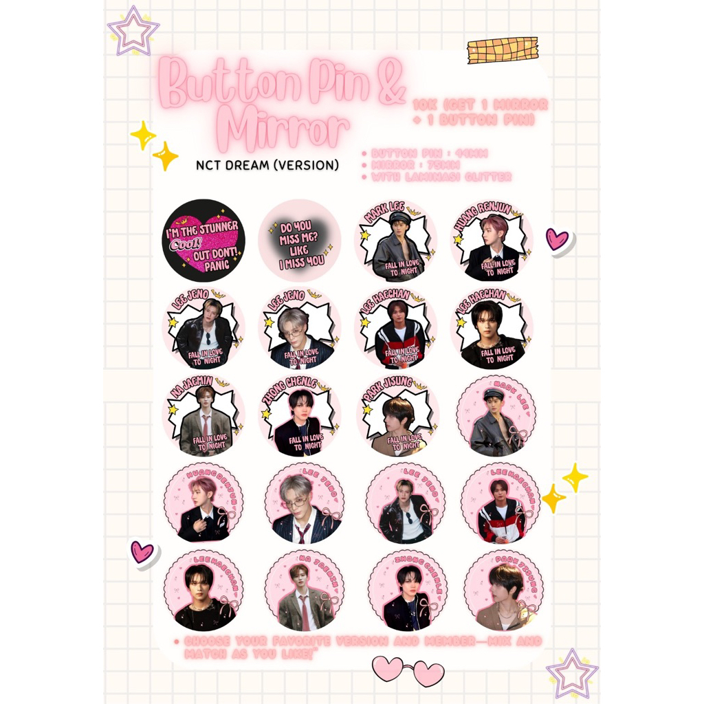 BUTTON PIN NCT DREAM (GLITTER)