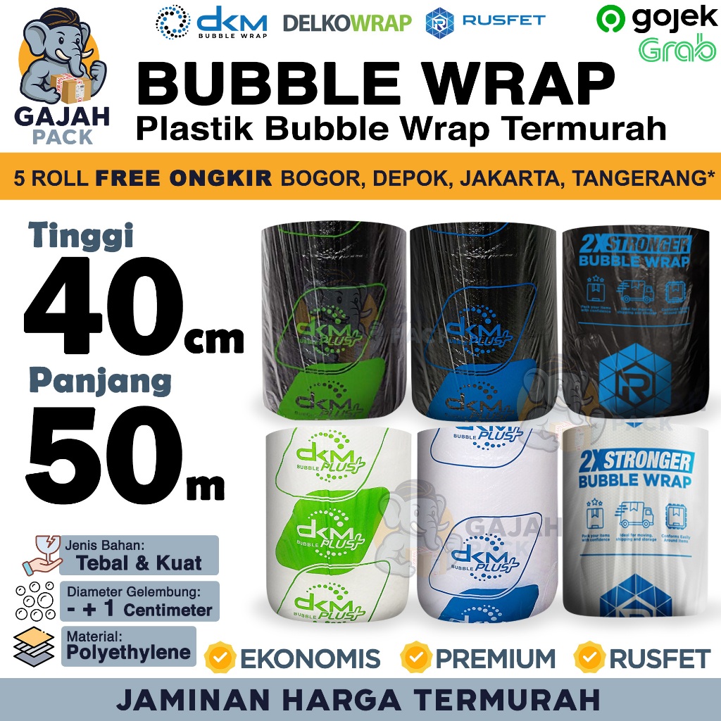 

Bubble Wrap 40CM X 50M Premium Ekonomis Tebal Pelindung Packing Barang Rusfet DKM PLUS Termurah
