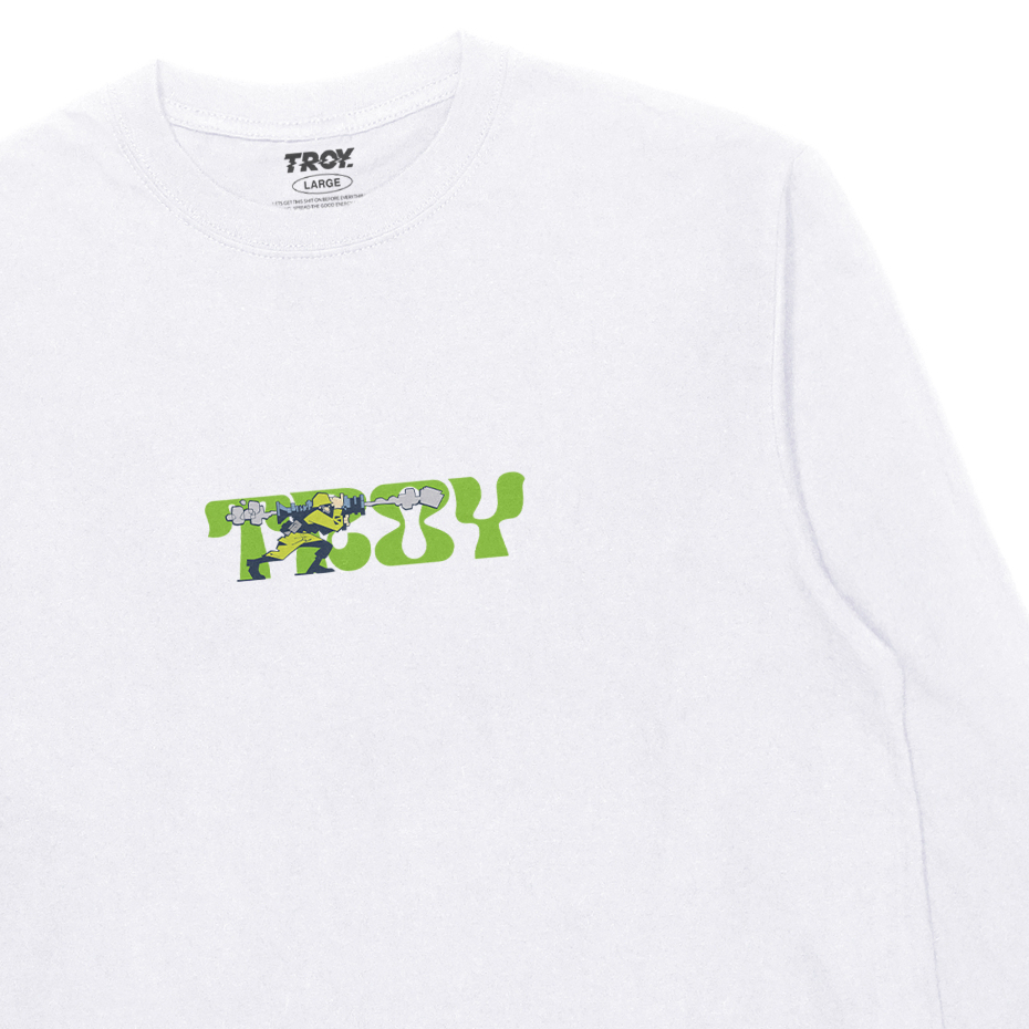 Troy Company Longsleeve Tshirt White Bumb - Kaos Putih Lengan Panjang LSD 3288