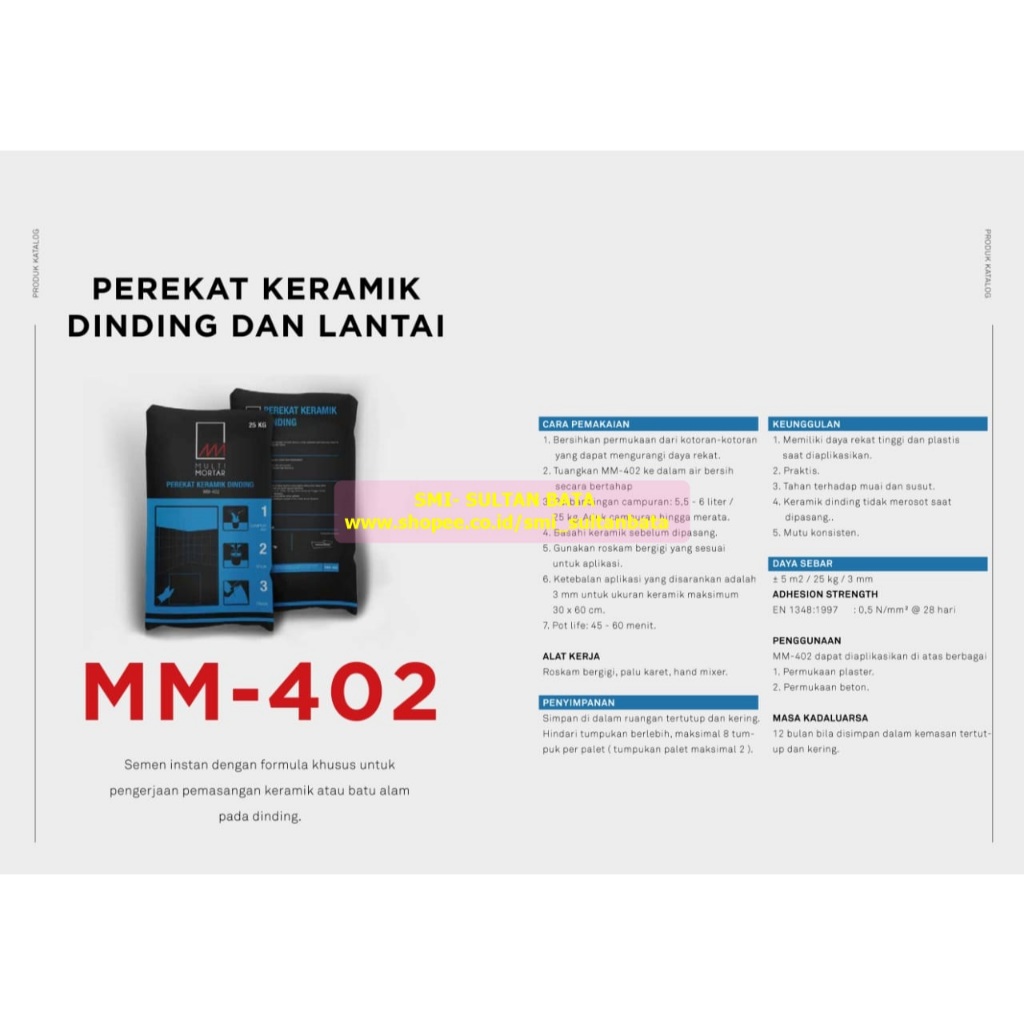 PEREKAT KERAMIK DINDING MULTI MORTAR MM-402 (SEMEN INSTANT) @40KG