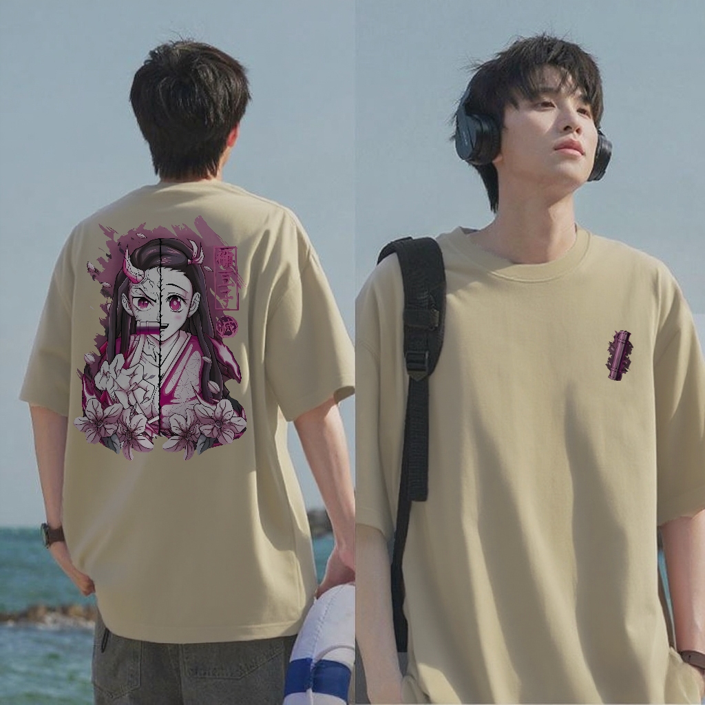 PUERTO Tshirt Oversize Baju Kaos Pria Distro Original 100% Tebal NEZUKO DEMON SLAYER TOKYO JAPAN Kao