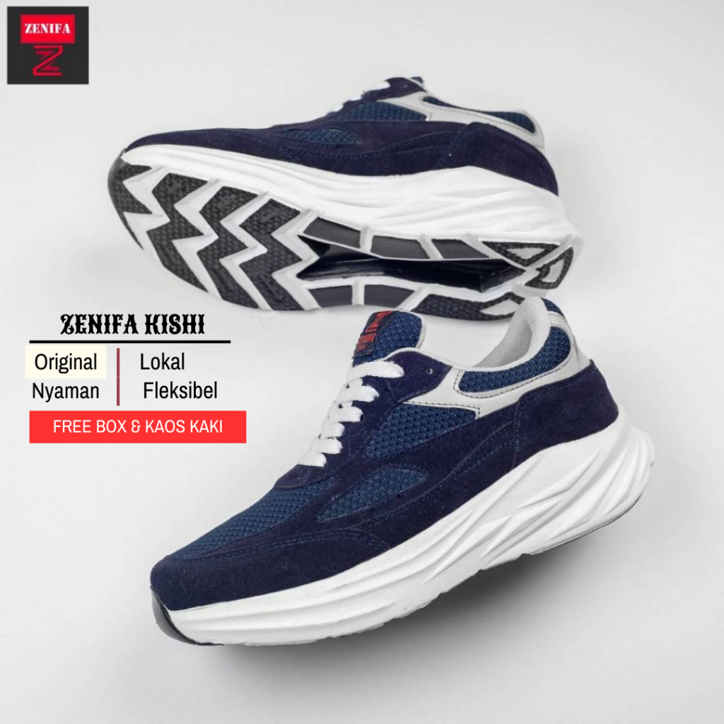 ZENIFA - Sepatu Sneakers Olahraga Pria Zenifa Kishi Material Bahan Suede + Outsole karet Phylon
