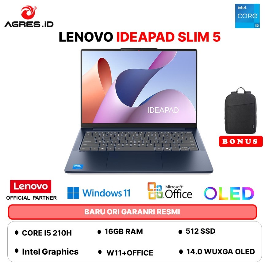 LENOVO IDEAPAD SLIM 5 14 OLED CORE I5 210H - RAM 16GB 512GB W11+OHS 14.0WUXGA -5GID