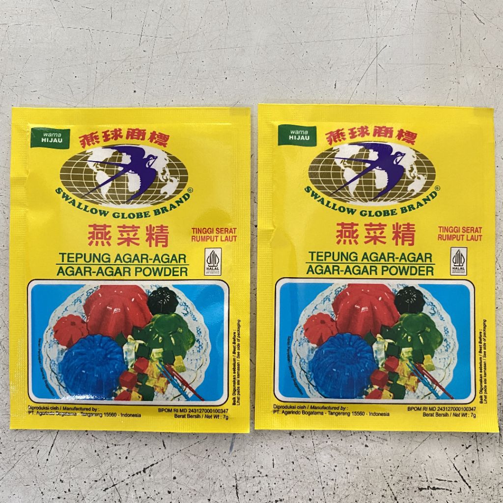 

Tepung agar agar warna HIJAU swallow 7 gram | agar agar warna hijau