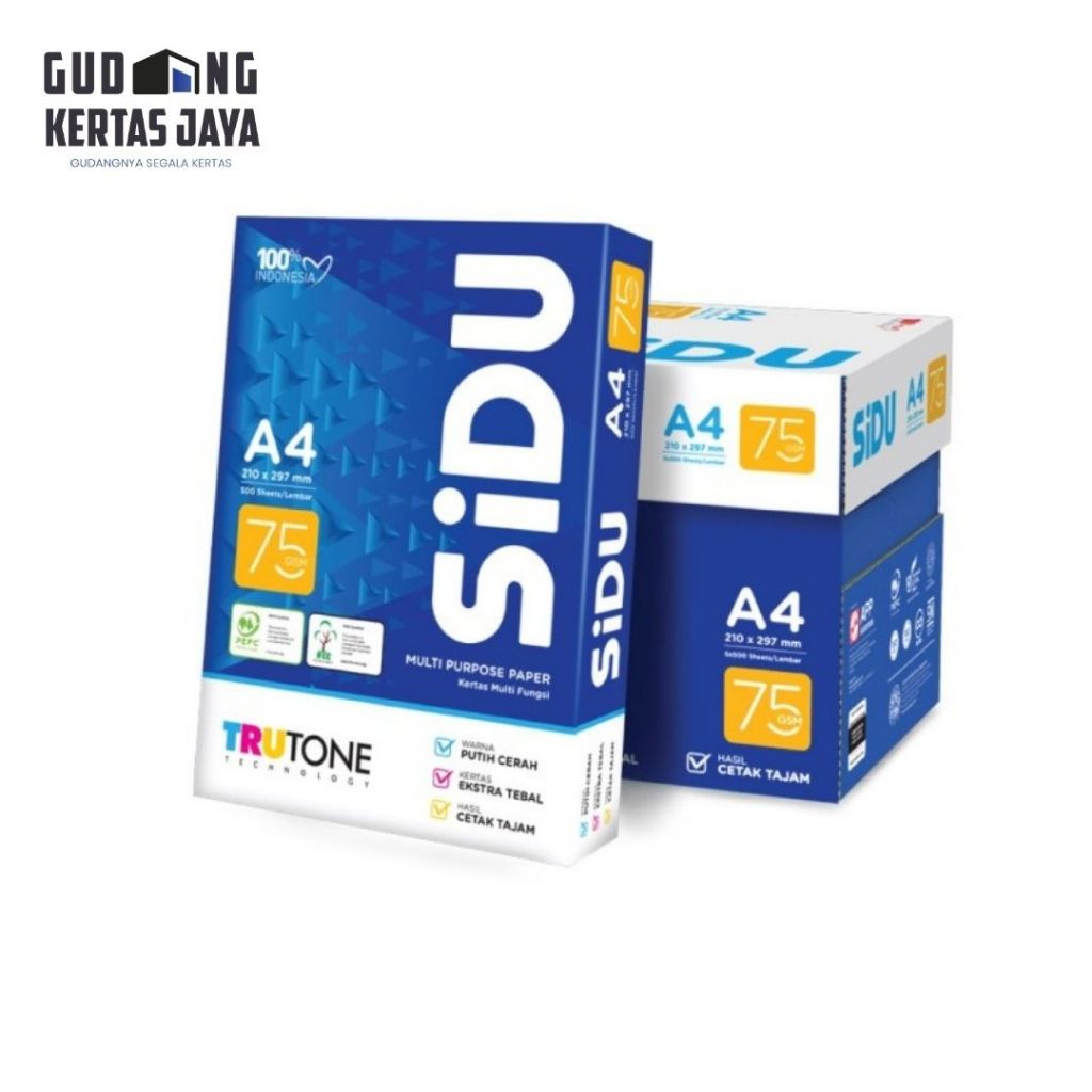 

Kertas A4 Sidu 75gsm 1 Box Kertas HVS