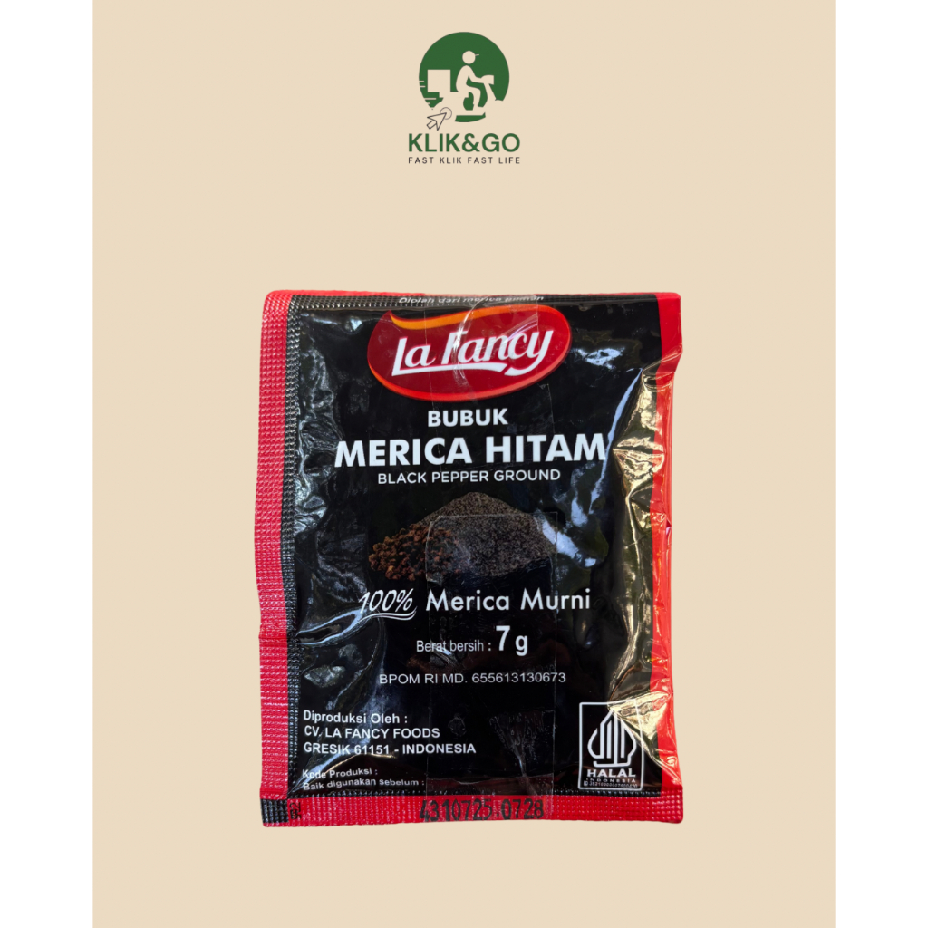 

La Fancy Foods Merica Hitam / Lada Hitam Bubuk 100% Murni 7g Bubuk Merica Hitam Murni Bumbu instan Rempah Bubuk