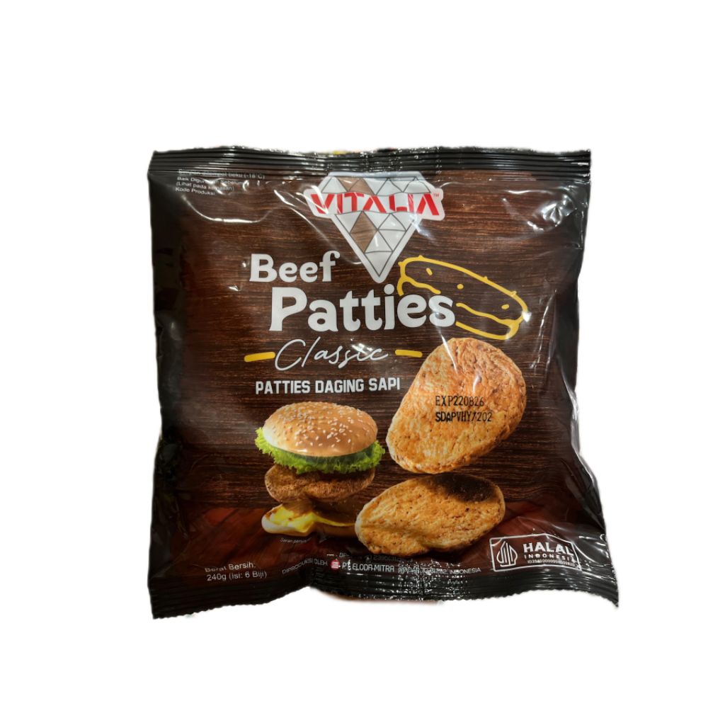 

VITALIA BEEF PATTIES CLASSIC 6BIJI 240GRAM (8997207132950)