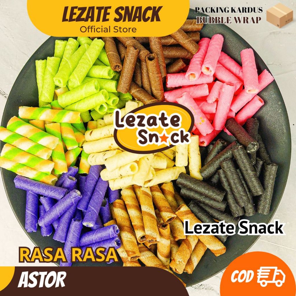 

Astor Mini Coklat 250GR Aneka Pilihan Rasa Strawberry Blackforest Vanila Pandan Greentea Choco Peanut Blueberry / Wafer Roll Kiloan Astor Kiloan Barcelona / Wafer Rolls Coklat Susu Lezate 1/2 kg Lezate Snack