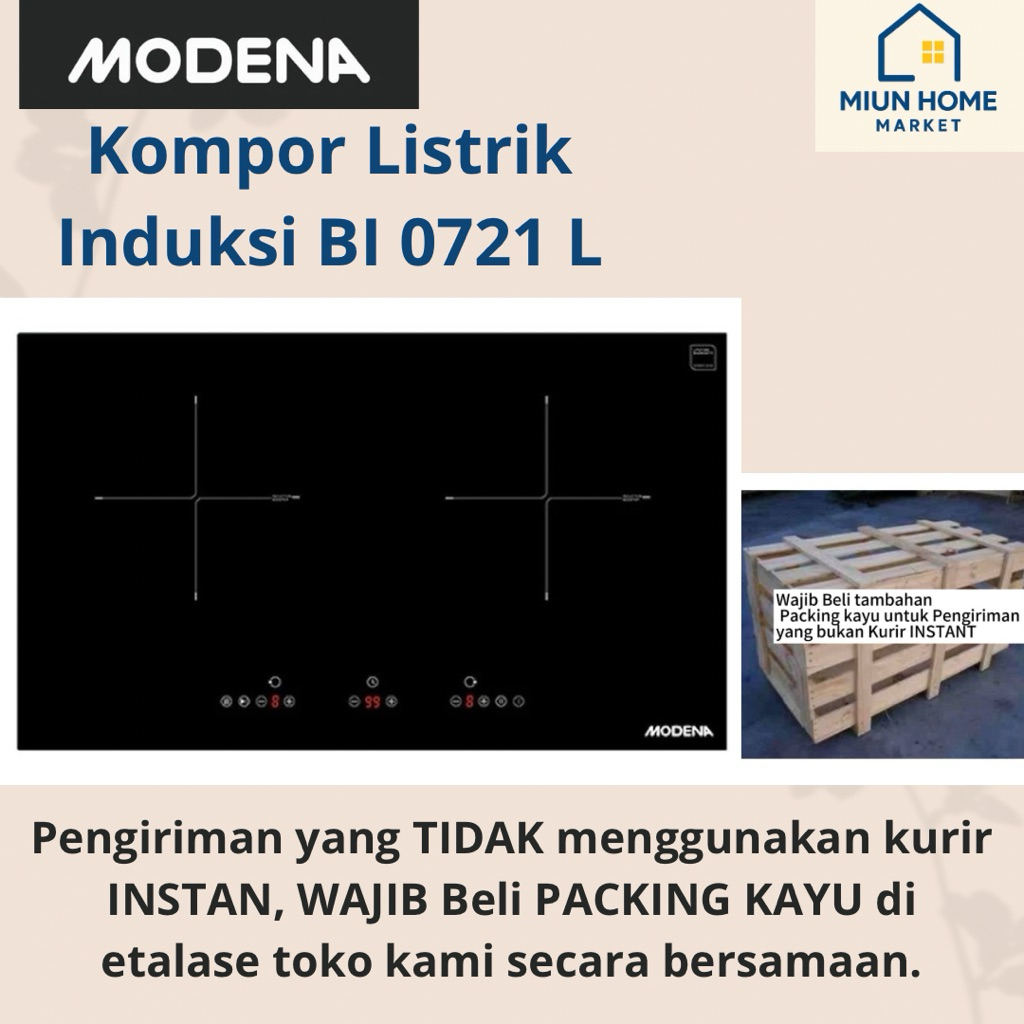 Kompor listrik induksi Modena Magne BI 0721 L / Bi 0721 C / 2 tungku hitam