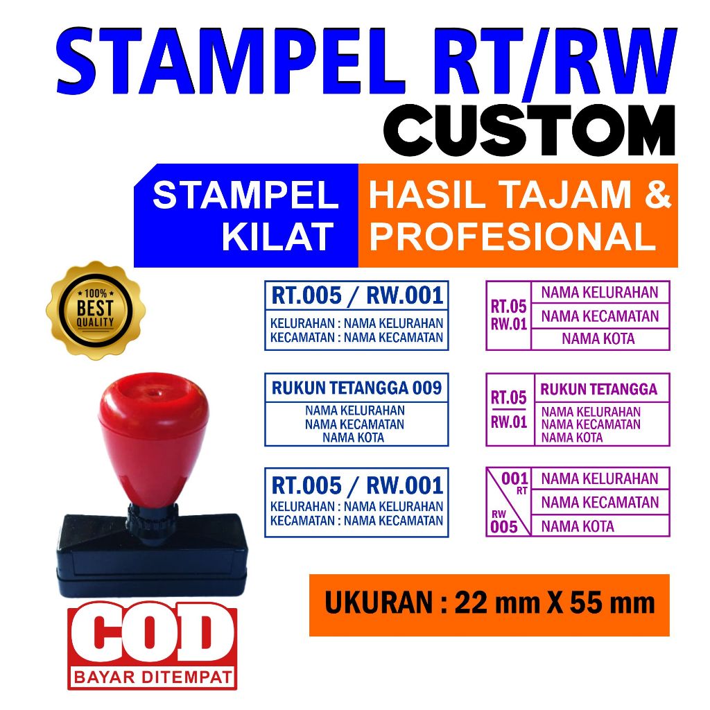

Stampel Custom RT/RW, Stampel Custom Flash (Otomatis) Tanpa Bantalan